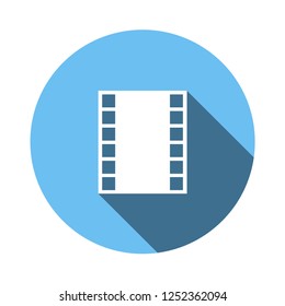 Movie icon. simple circle flat design. media symbol. vector editable.