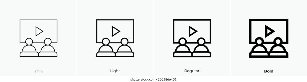 movie icon. Thin, Light Regular And Bold style design isolated on white background