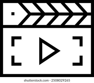 icono de película. Diseño de estilo lineal delgado aislado sobre fondo blanco