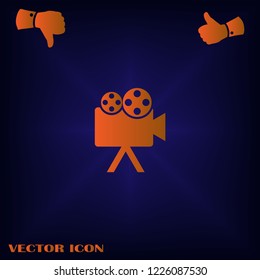 movie icon, vector video sign, isolated cinema symbol