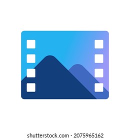 Movie icon. Video file. Desktop icons pack element. Pictures sign. Open source UI shortcut theme customisation. Film Images gallery vector illustration.
