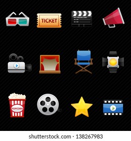 movie icons and black background