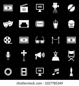 Movie icons on black background, stock vector