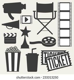 Cinema Movie Film Equipment Set Icons Stock Vector (Royalty Free) 796851535