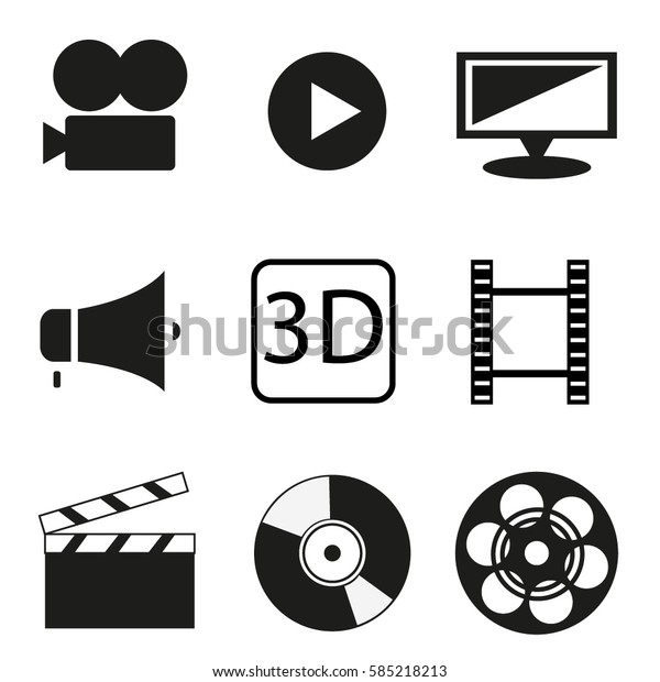 Movie Icons Set Stock Vector (Royalty Free) 585218213