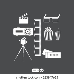 Movie icons set. Cinema symbols. Film icons.