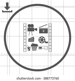 Movie icons set. Cinema symbols. Film.