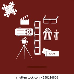 Movie icons set. Cinema symbols. Film icons.