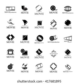 Movie Icons Set - Isolated On White Background. Vector Illustration, Graphic Design. For Web, Websites, App 