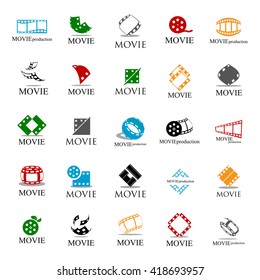 Movie Icons Set - Isolated On White Background. Vector Illustration, Graphic Design. For Web, Websites, App 