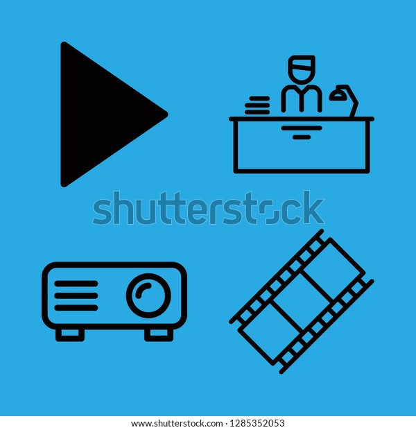 Movie Icons Set Play Button Film Stock Vector Royalty Free