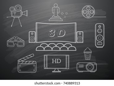 Movie icons set ,vector