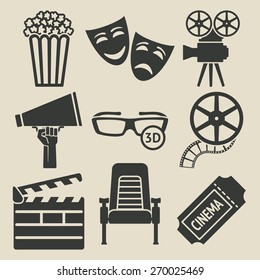 Movie icons set. Vector collection. eps 8