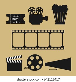 Movie Icons Set. Vector Illustration.