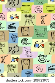 Movie icons set. vector pattern 
