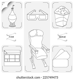 Movie icons set.Cinema elements. Vector for website design for films and TV series. Eps 8. eps