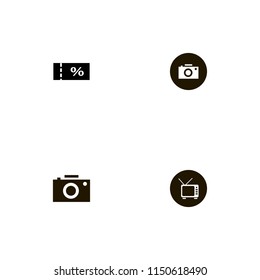 movie icons. tv, sale ticket and camera vector icons set