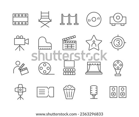 Movie Icons - Vector Line. Editable Stroke.