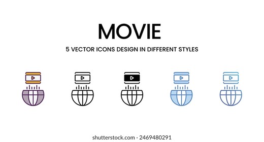 Movie icons vector set stock illustration.