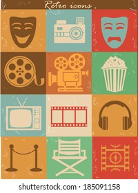 Movie icons,Vintage version,vector