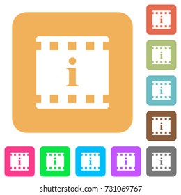 Movie information flat icons on rounded square vivid color backgrounds.