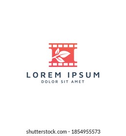 movie and leaf negative space logo design