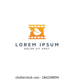 movie and leaf negative space logo design