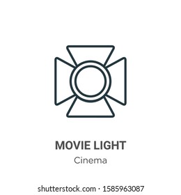 Movie light outline vector icon. Thin line black movie light icon, flat vector simple element illustration from editable cinema concept isolated on white background