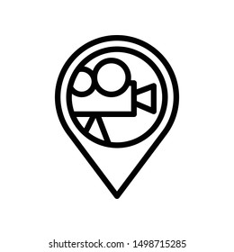 Movie location pin in outline style