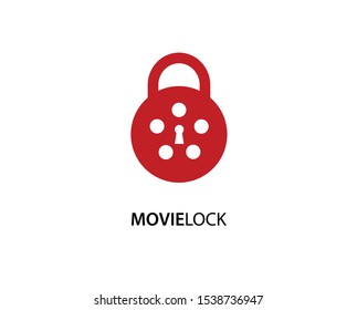 movie lock creative logo template design vector