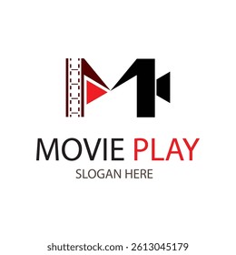 movie logo design letter m on white background
