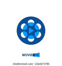 Movie logo design. Reel film symbol. Movie icon vector isolated on white background. Vector video sign.