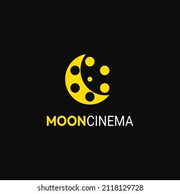 movie logo with moon vector design