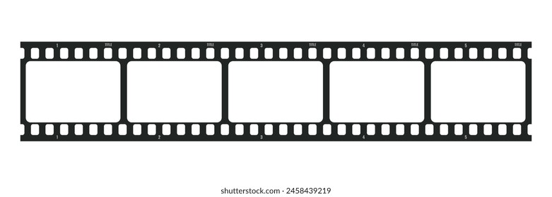 Movie long film strip isolated on white background. Film strip template. Cinema and filmmaking concept. Vector illustration 