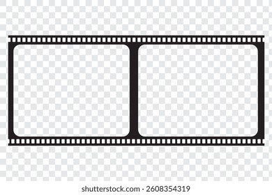 Movie long film strip isolated on white background. Film strip template. Cinema and filmmaking concept. Blank film strip for cinematic material, video elements. Vector illustration, Eps10