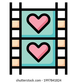 Ilustración vectorial de línea de icono de Amor de película