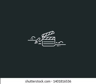 Movie Maker - clapper board, isolated on grunge vector background