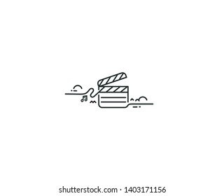Movie Maker - clapper board, isolated on grunge vector background