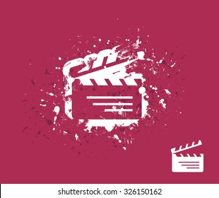 Movie Maker - clapper board, isolated on grunge vector background