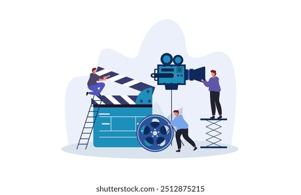 Vector de concepto de proceso de realización de películas
