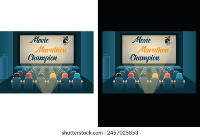 Movie Marathon champion t shirt design and vector graphics design