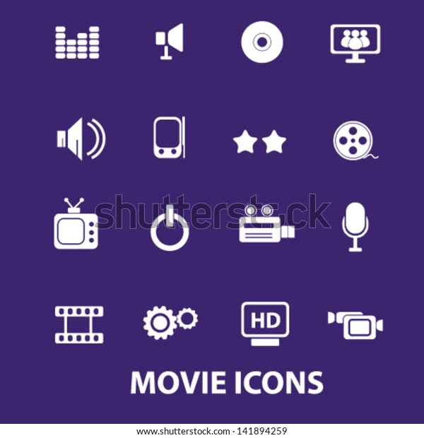 movie, media, music, cinema, gadjet, electronics\
icons, signs set,\
vector