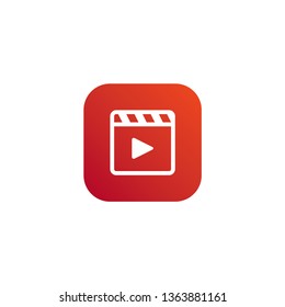 Movie media player icon with orange and red background 