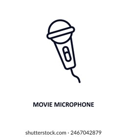 movie microphone outline icon.  Thin line icon from cinema collection. Editable vector isolated on white background