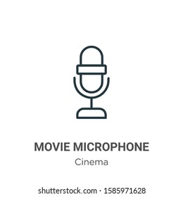 Movie microphone outline vector icon. Thin line black movie microphone icon, flat vector simple element illustration from editable cinema concept isolated on white background