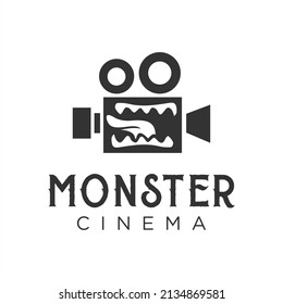 Movie Monster Logo Cinema film emblem template design vector stock 