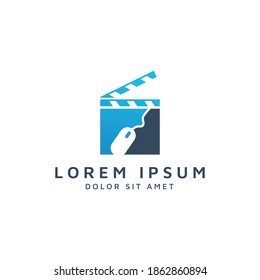 movie and mouse negative space logo design