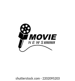 movie news logo. creative combination of news mic and film reel