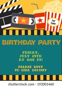 Movie night. Birthday party card