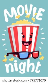 Movie Night Cinema. Can Be Used For Flyer, Poster, Ticket, Banner, Card, Calendar And Website Background.